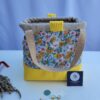 Sac à projets tricot crochet broderie jaune fleuri