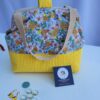 Sac à projets tricot crochet broderie jaune fleuri