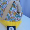 Sac à projets tricot crochet broderie jaune fleuri
