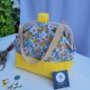 Sac à projets tricot crochet broderie jaune fleuri