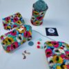 chaussette à cake ou pelote de laine motifs fleuri couleurs vives