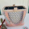 Sacs à projets et accessoires pour tricot crochet broderie en velours rose et motifs confettis