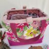 Sacs à projets et accessoires pour tricot crochet broderie rouge fleuri rose