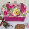 Sacs à projets et accessoires pour tricot crochet broderie rouge fleuri rose