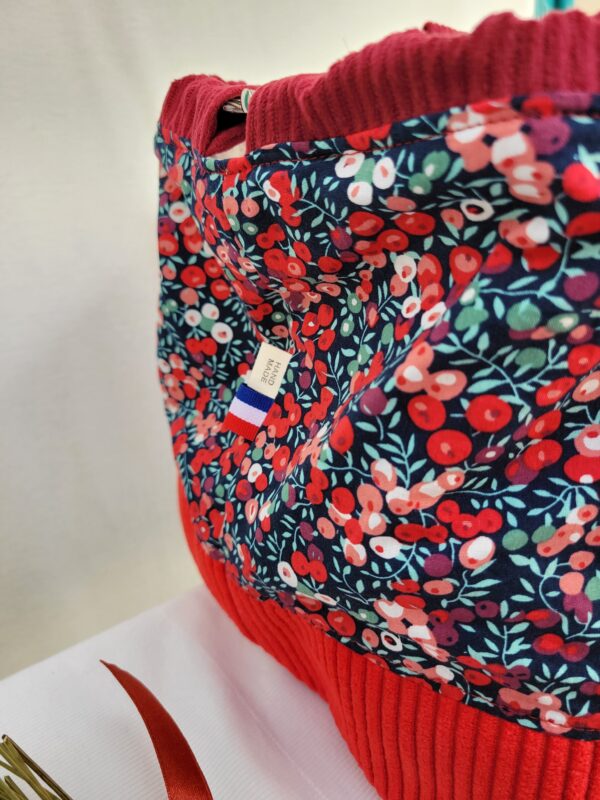 Sacs à projets et accessoires pour tricot crochet broderie rouge fleuri cerise