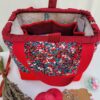 Sacs à projets et accessoires pour tricot crochet broderie rouge fleuri cerise