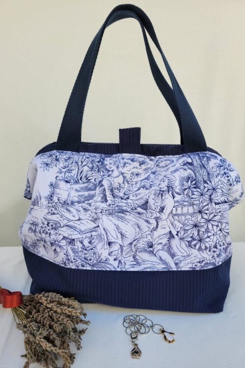Sac à projets grand format Toile de Jouy