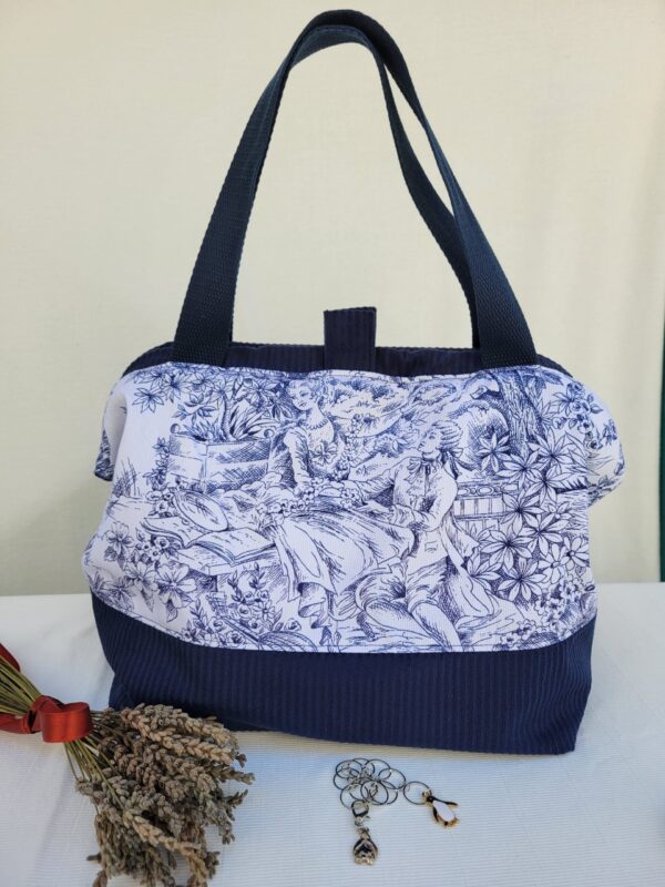 Sac-a-projets-Jouy Sac à projets grand format Toile de Jouy