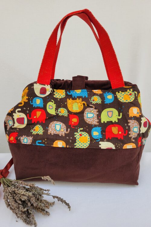 Sac-elephants Sacs à projets et accessoires pour tricot crochet broderie motifs éléphants