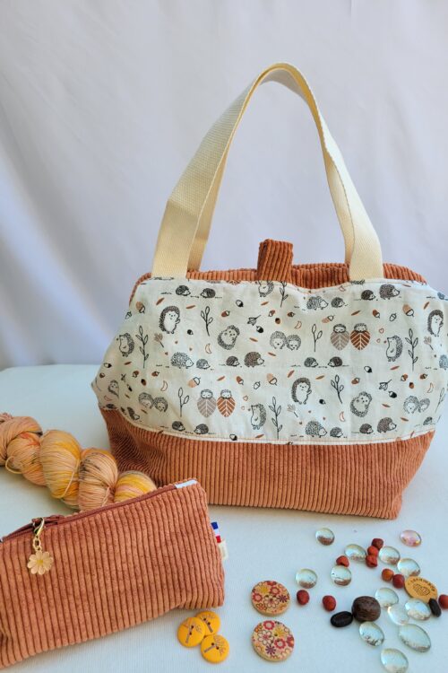 Sac-hérissons Sacs à projets et accessoires pour tricot crochet broderie motifs hérissons