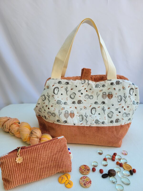 Sac-hérissons Sacs à projets et accessoires pour tricot crochet broderie motifs hérissons