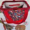 Sacs à projets et accessoires pour tricot crochet broderie rouge fleuri cerise