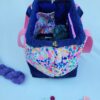 Sac_bleu_rose1 sac à projet tricot crochet broderie bleu rose