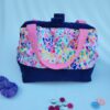 Sac_bleu_rose4 sac à projet tricot crochet broderie bleu rose