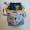 Sacs à projets tricot crochet broderie ocre et pétrole
