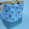 sac à projet tricot crochet broderie ocre pétrole