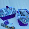 Sacs à projets tricot crochet broderie tons violets