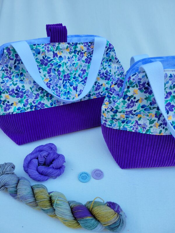 Sacs à projets tricot crochet broderie tons violets