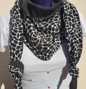Chèche en lin coton et maille anthracite