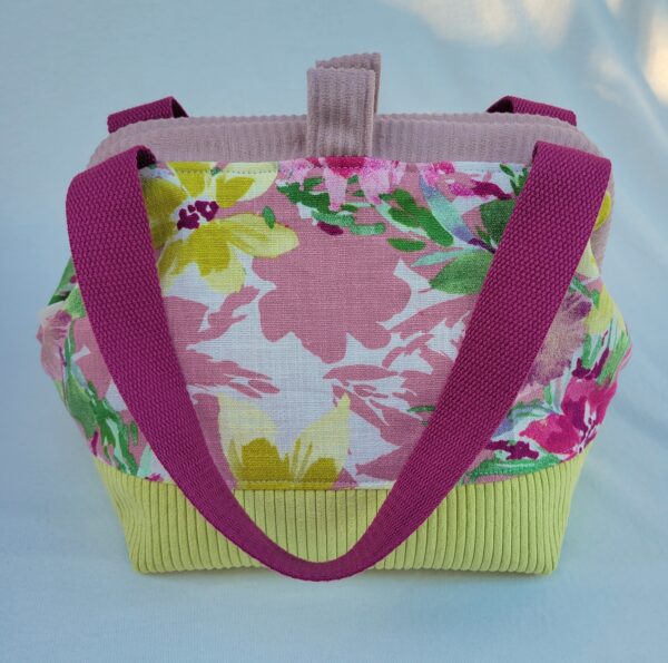 Petit sac à projet tricot crochet broderie velours fleuri