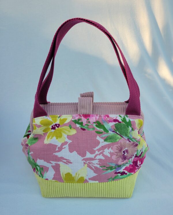 Petit sac à projet tricot crochet broderie velours fleuri