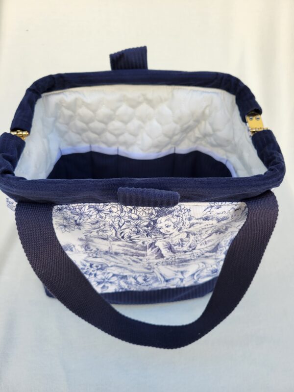 petit-sac-jouy Sacs à projets tricot crochet broderie toile de Jouy bleu/blanc