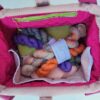 Petit sac à projet tricot crochet broderie velours fleuri