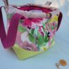 Petit sac à projet tricot crochet broderie velours fleuri