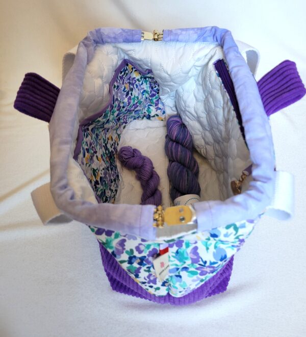 Sacs à projets tricot crochet broderie violet