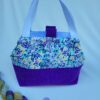 petit sac à projet tricot crochet broderie fleurs violettes