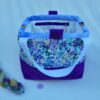 petit sac à projet tricot crochet broderie fleurs violettes