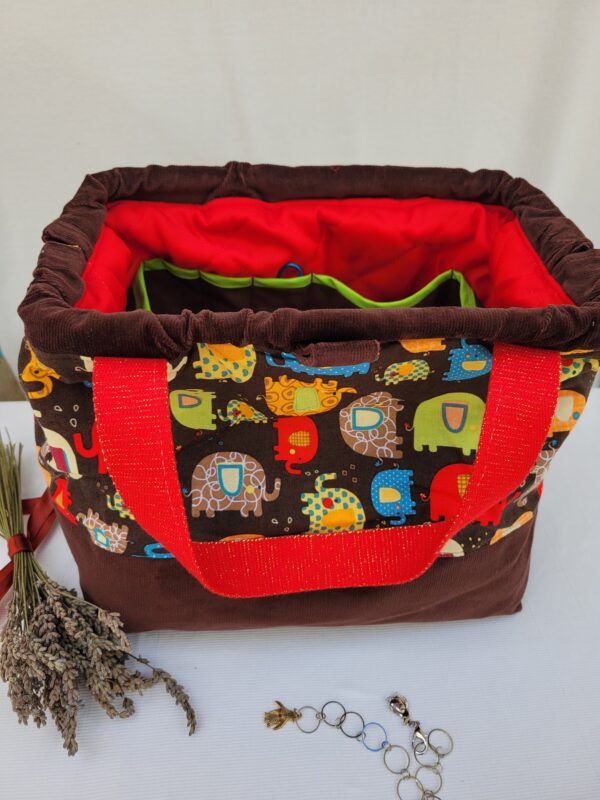 Sacs à projets et accessoires pour tricot crochet broderie motifs éléphants