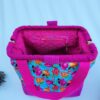 sac à projet tricot crochet broderie fuschia
