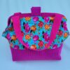 sac à projet tricot crochet broderie fuschia