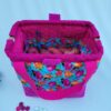 sac à projet tricot crochet broderie fuschia