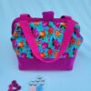 sac à projet tricot crochet broderie fuschia