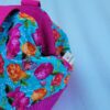sac à projet tricot crochet broderie fuschia