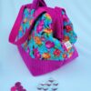 sac à projet tricot crochet broderie fuschia