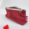 trousse-velours-cerise4 Trousse à accessoires pour le tricot crochet broderie, format moyen en tissu velours et coton fleuri cerise